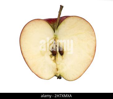 Sliced half of an apple, red filling, on a white background Stock Photo