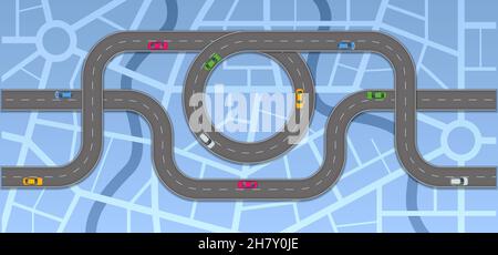 Road map and journey route. Infographics template. Winding Road. Road way. Stock Vector