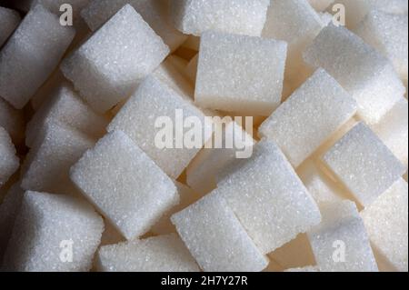 White Sugar cubes background image top view Stock Photo