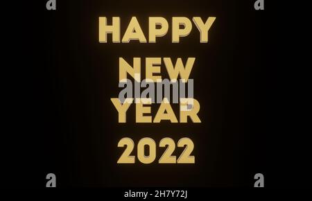 Happy new year 2022 text 3d gold animation with black isolated background. New  Year background. 3d illustration rendering Stock Photo - Alamy