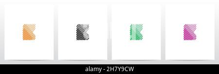 Bold And Thin Diagonal Outlines Letter Logo Design B Stock Vector