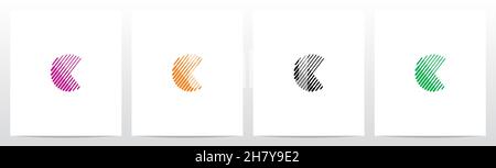 Bold And Thin Diagonal Outlines Letter Logo Design C Stock Vector