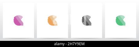 Bold And Thin Diagonal Outlines Letter Logo Design G Stock Vector