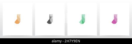 Bold And Thin Diagonal Outlines Letter Logo Design J Stock Vector
