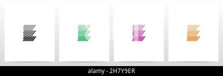 Bold And Thin Diagonal Outlines Letter Logo Design E Stock Vector