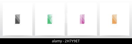Bold And Thin Diagonal Outlines Letter Logo Design I Stock Vector