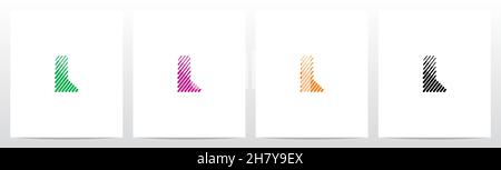 Bold And Thin Diagonal Outlines Letter Logo Design L Stock Vector