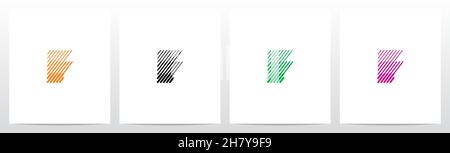 Bold And Thin Diagonal Outlines Letter Logo Design F Stock Vector