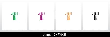 Bold And Thin Diagonal Outlines Letter Logo Design T Stock Vector