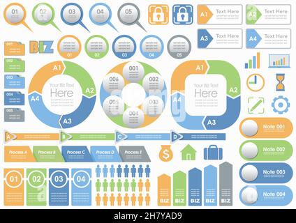 Set Of Business Info-graphics, Tags, And Icons Isolated On A White Background. Vector Illustration. Stock Vector