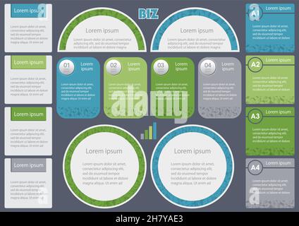 Set Of Business Info-graphics, Tags, And Icons Isolated On A Dark Background. Vector Illustration. Stock Vector
