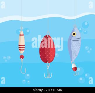 lures fishing in the water Stock Vector Image & Art - Alamy