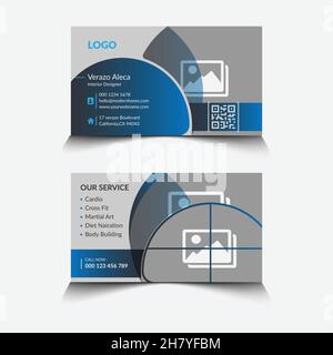 vector gym business card template design with free vector and a place for the image Stock Vector