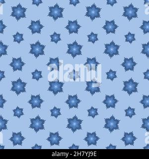 Blue flower blossom, symmetrical seamless pattern background wallpaper textile design Stock Vector