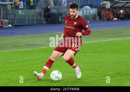 Stadio Olimpico, Rome, Italy. 25th Nov, 2021. Europa Conference football Roma v Zorya Luhansk; Carles Perez of As Roma Credit: Action Plus Sports/Alamy Live News Stock Photo