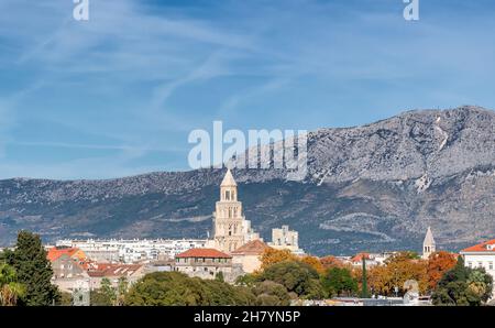Beautiful view of old town Split with the Diocletian's Palace in Croatia Stock Photo