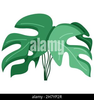 jungle leafs sticker in Mesozoic era for decorating the nursery, for children, illustration in a flat style isolated on a white. Stock Vector