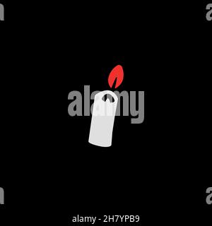 Candle line icon. Simple style Halloween holiday poster background symbol. Logo design element. T-shirt printing. Vector for sticker. Stock Vector