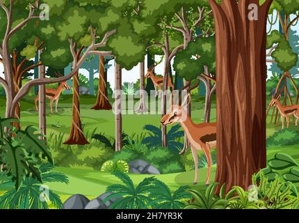 Isolated scene with many deers illustration Stock Vector Image & Art ...