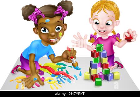 Two girls playing together illustration Stock Vector Image & Art - Alamy