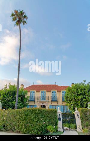 Old mediterranean mansion at La Jolla, California with vines on the wall Stock Photo