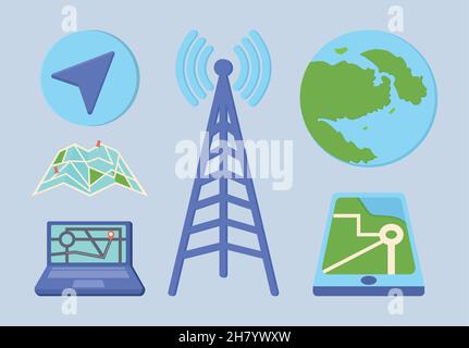 six gps items Stock Vector