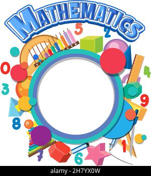 Blank math template with math tools and elements illustration Stock Vector