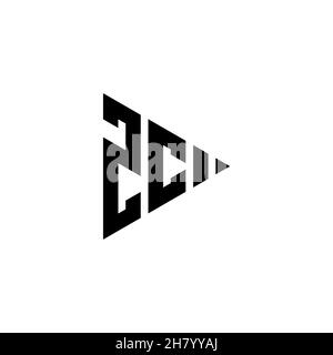 ZC Monogram logo letter with triangle play button shape style on isolated background. Triangle monogram logo, triangle play logo letter. Stock Vector