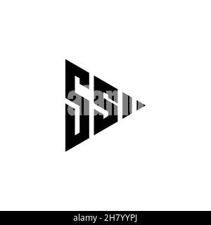 SS Monogram logo letter with triangle play button shape style on isolated background. Triangle monogram logo, triangle play logo letter. Stock Vector