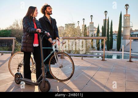 Couple spending good time together outdoors. Stock Photo