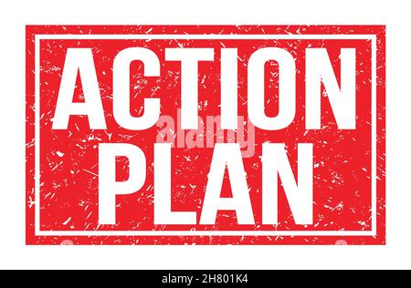 ACTION PLAN, words written on red rectangle stamp sign Stock Photo