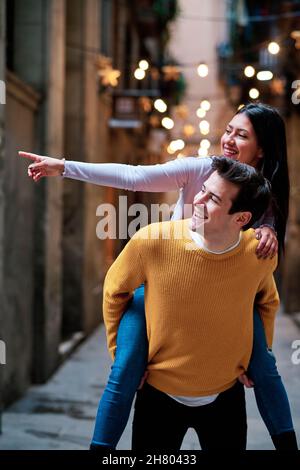 Couple having fun and enjoying time together outdoors. Stock Photo