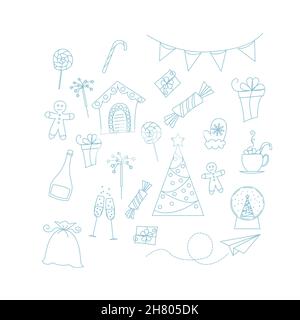 New year christmas hand drawn doodle Stock Vector