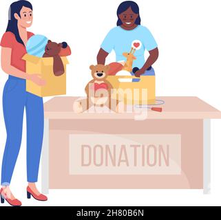 Volunteer greet woman semi flat color vector character Stock Vector