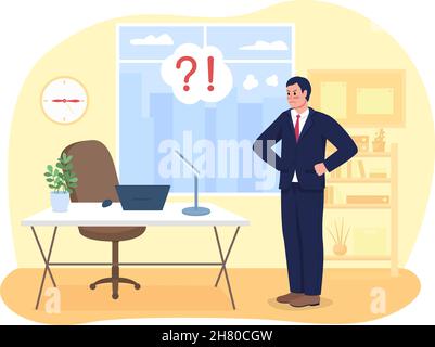 Poor attendance at work 2D vector isolated illustration Stock Vector