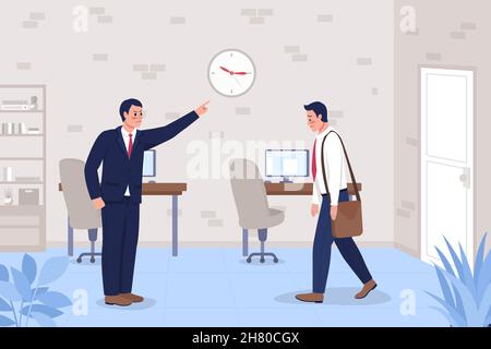 Late to work flat color vector illustration Stock Vector
