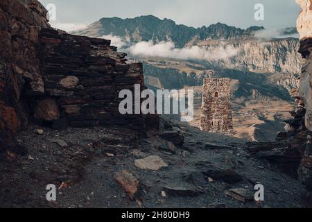 Mountain and clouds.  Landscape photography.  Northern Ossetia Alania,  Russia Stock Photo