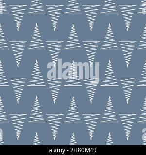 Seamless pattern with geometric Christmas trees. Winter holidays collection. Merry Christmas and Happy New year abstract textured background design. Modern elegant wallpaper. Vector illustration. Stock Vector