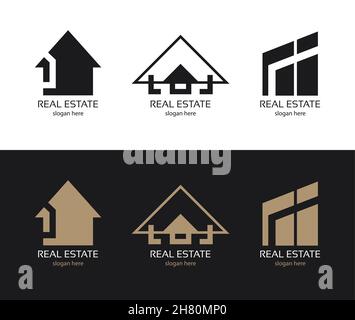 Vector real estate logo design template, icon of the house of creativity and design Stock Vector