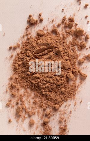 cocoa powder flat lay view, selective focus Stock Photo