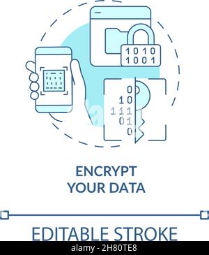 Data encryption data safety method concept icon Stock Vector