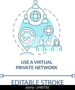 Virtual private network protecting user data concept icon Stock Vector