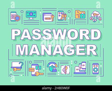 Password manager protecting information word concepts banner Stock Vector