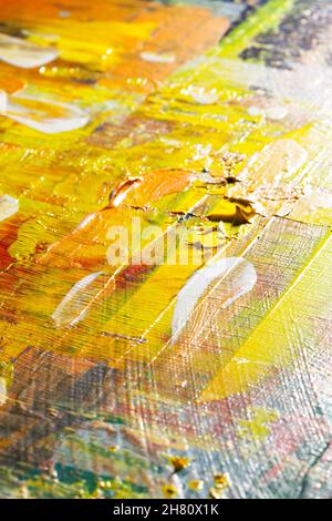 Yellow brush strokes close-up. Abstract background. Shallow DOF! Stock Photo