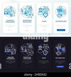 Online business risks onboarding mobile app page screen Stock Vector
