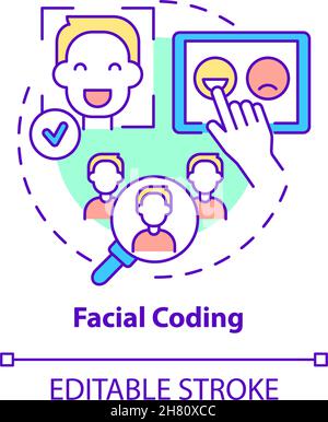 Facial coding concept icon Stock Vector