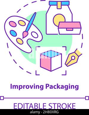 Improving packaging concept icon Stock Vector
