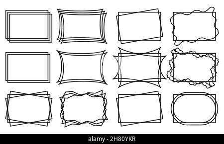 Black geometric frames with rectangle shape. Art deco style Stock Vector