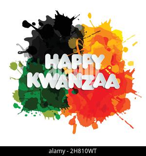 Happy kwanzaa congratulatory inscription letterig in paper style. Stock Vector