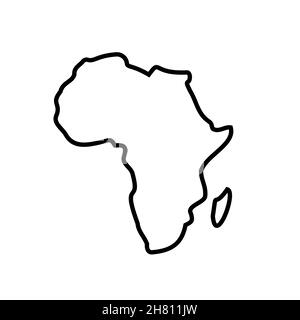 Africa line map vector icon. African outline continent art flat coutour isolated african shape map Stock Vector